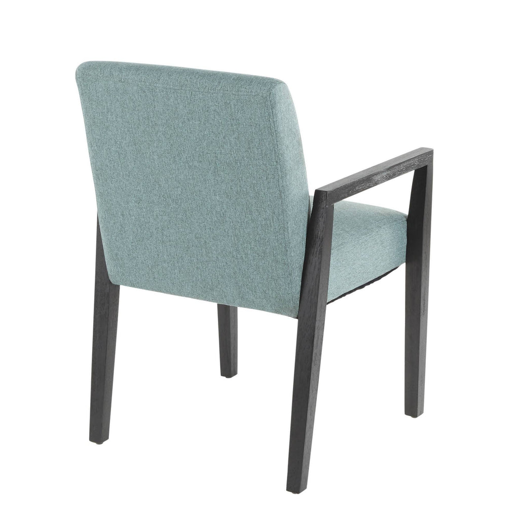 Teal Fabric and Black Wood Arm Chair Set of 2 N57609