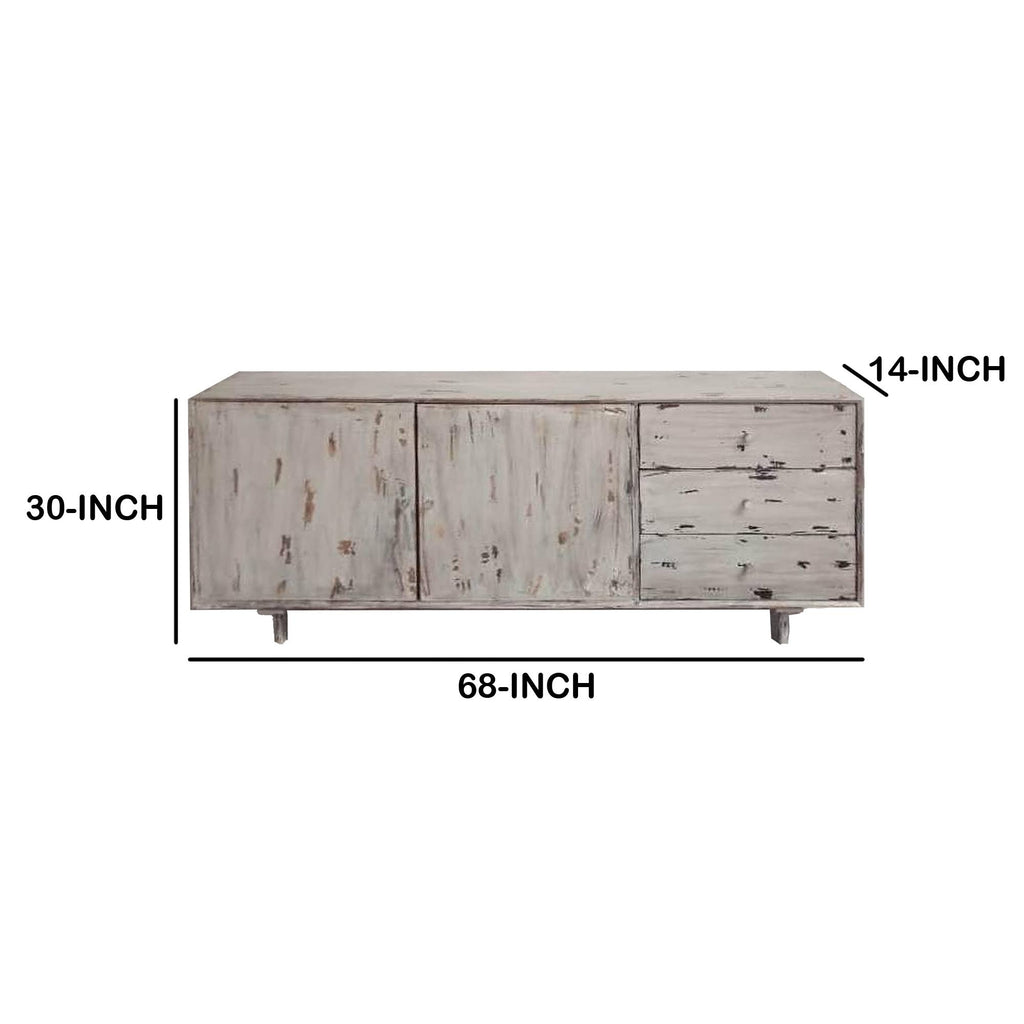 Antique White 2 Door 3 Drawer Mango Wood Accent Cabinet G335300