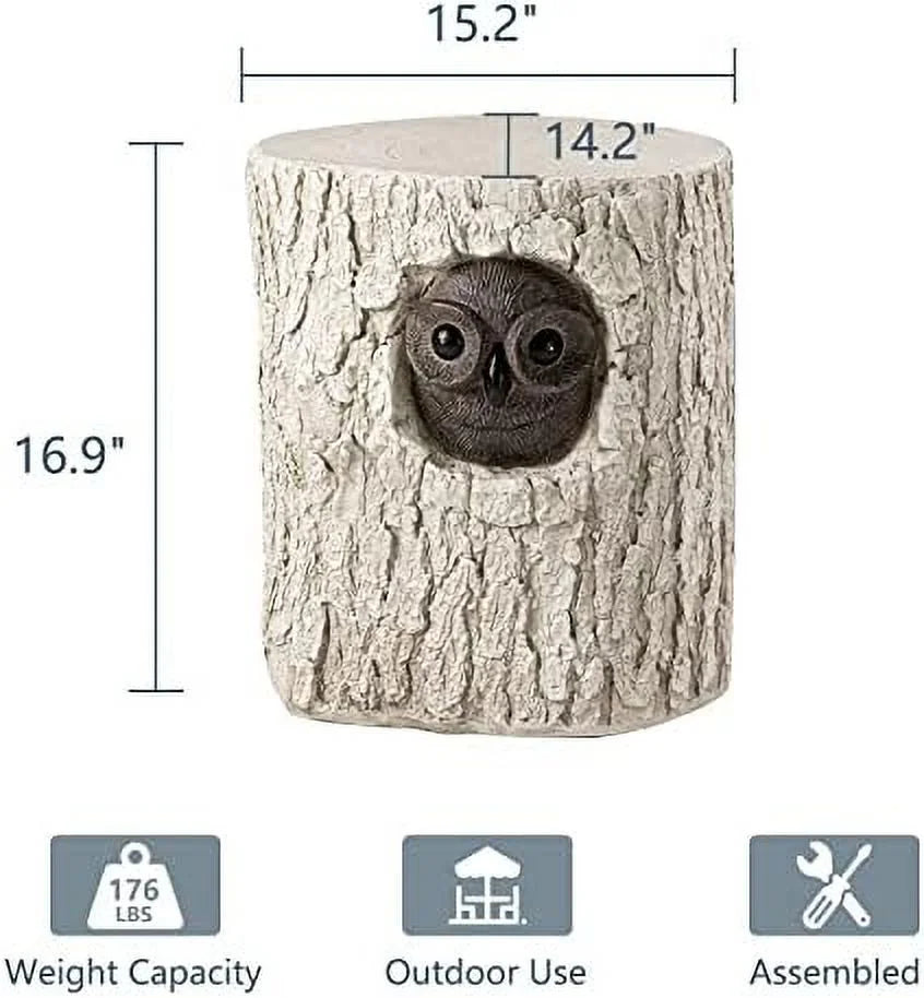 Antique Beige Faux Wood Stump Stool T47604