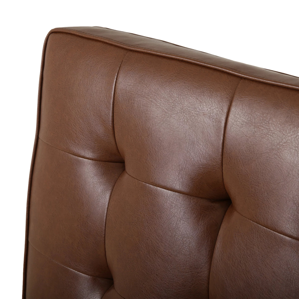 Cognac Brown Faux Leather 5 Seater Sectional Sofa Set E1836