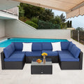 7 Pcs Patio Furniture Set Wicker Rattan Sofa I648