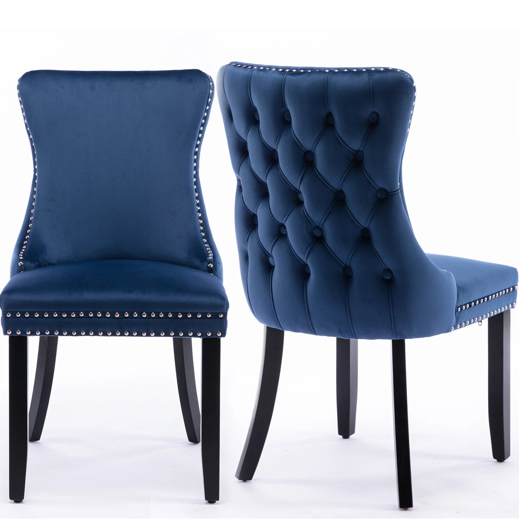 Velvet Wing Back Dining Chairs Set of 2 Blue L475115