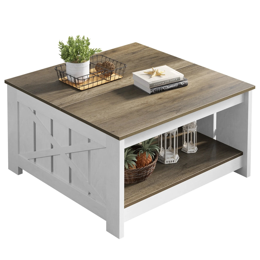 Square Wood Coffee Table with Storage S9858
