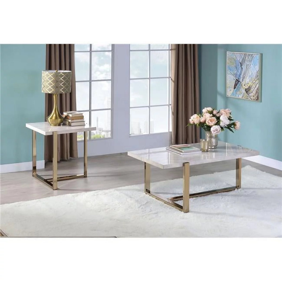 Faux Marble Champagne Coffee Table F11760
