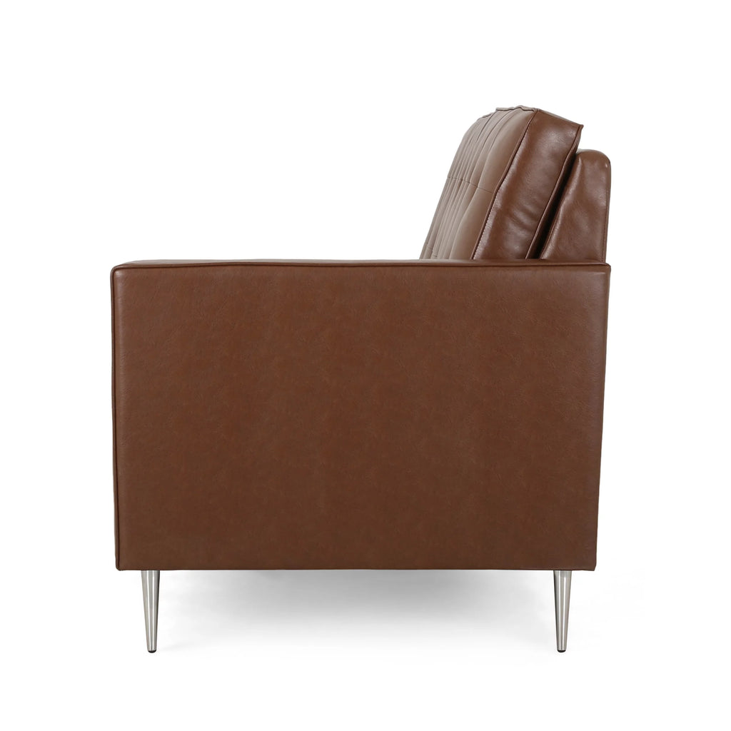 Cognac Brown Faux Leather 5 Seater Sectional Sofa Set E1836