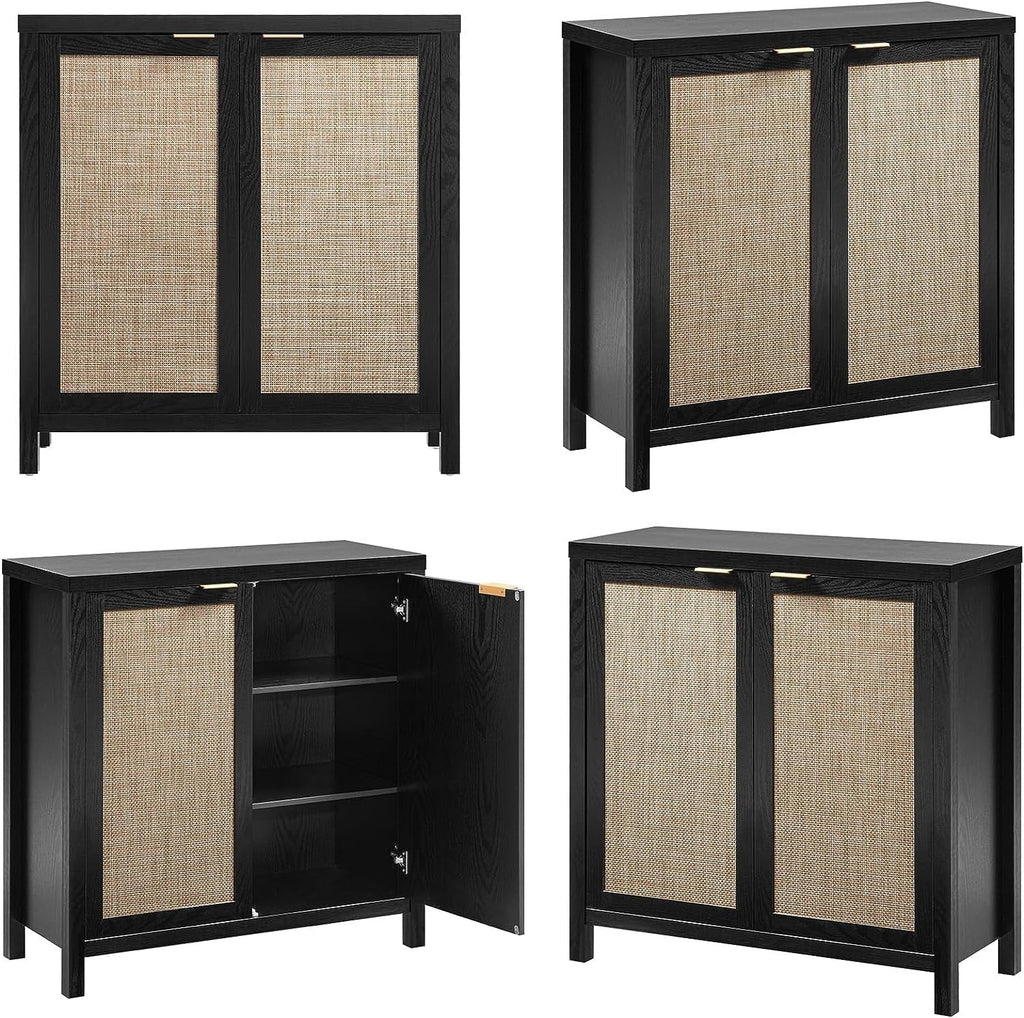 Set of 2 Rattan Cabinet with Doors P4515