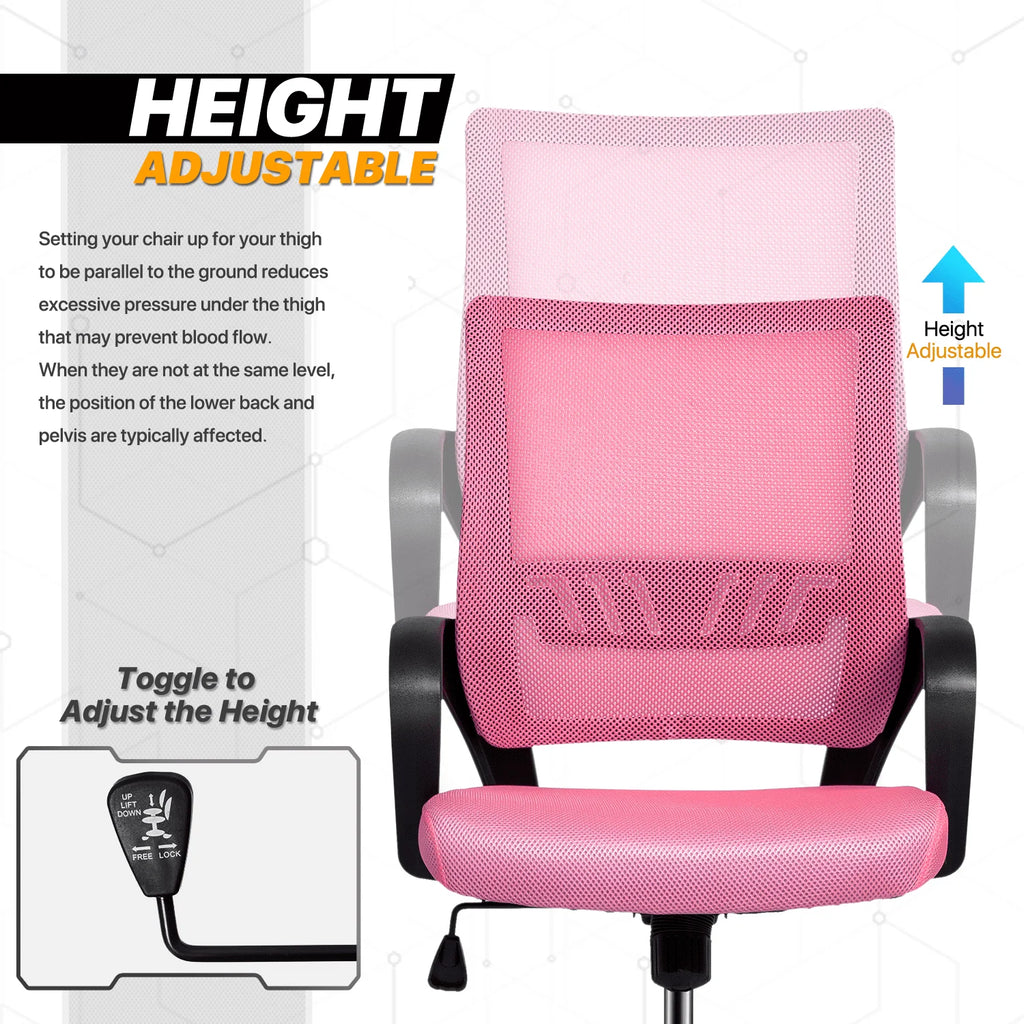 Pink Mesh Office Chair with Armrests E96508