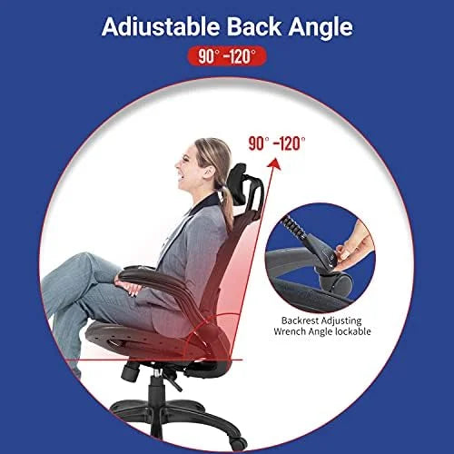 Grey Ergonomic Mesh Office Chair with Lumbar Support K7864