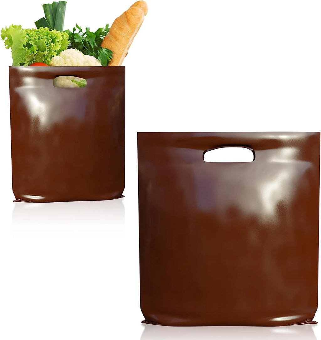 1000 Pack Brown Die Cut Handle Plastic Shopping Bags P2727