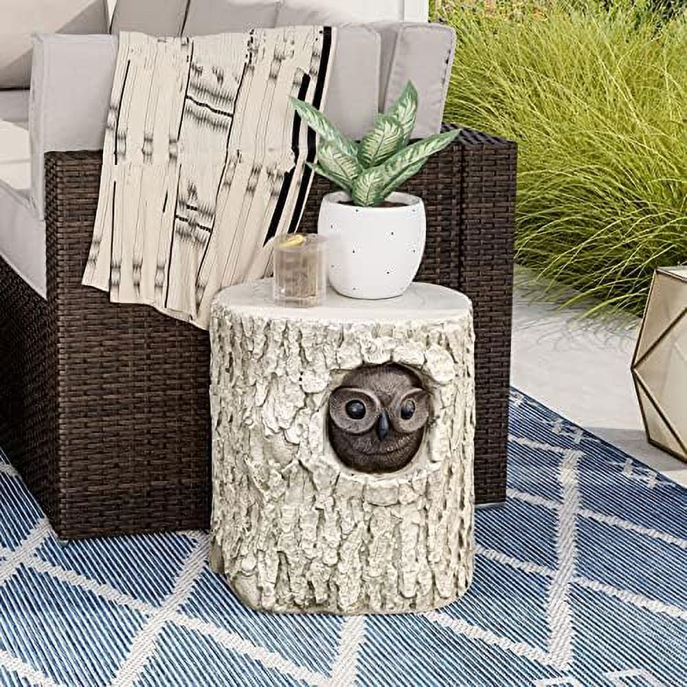 Antique Beige Faux Wood Stump Stool T47604