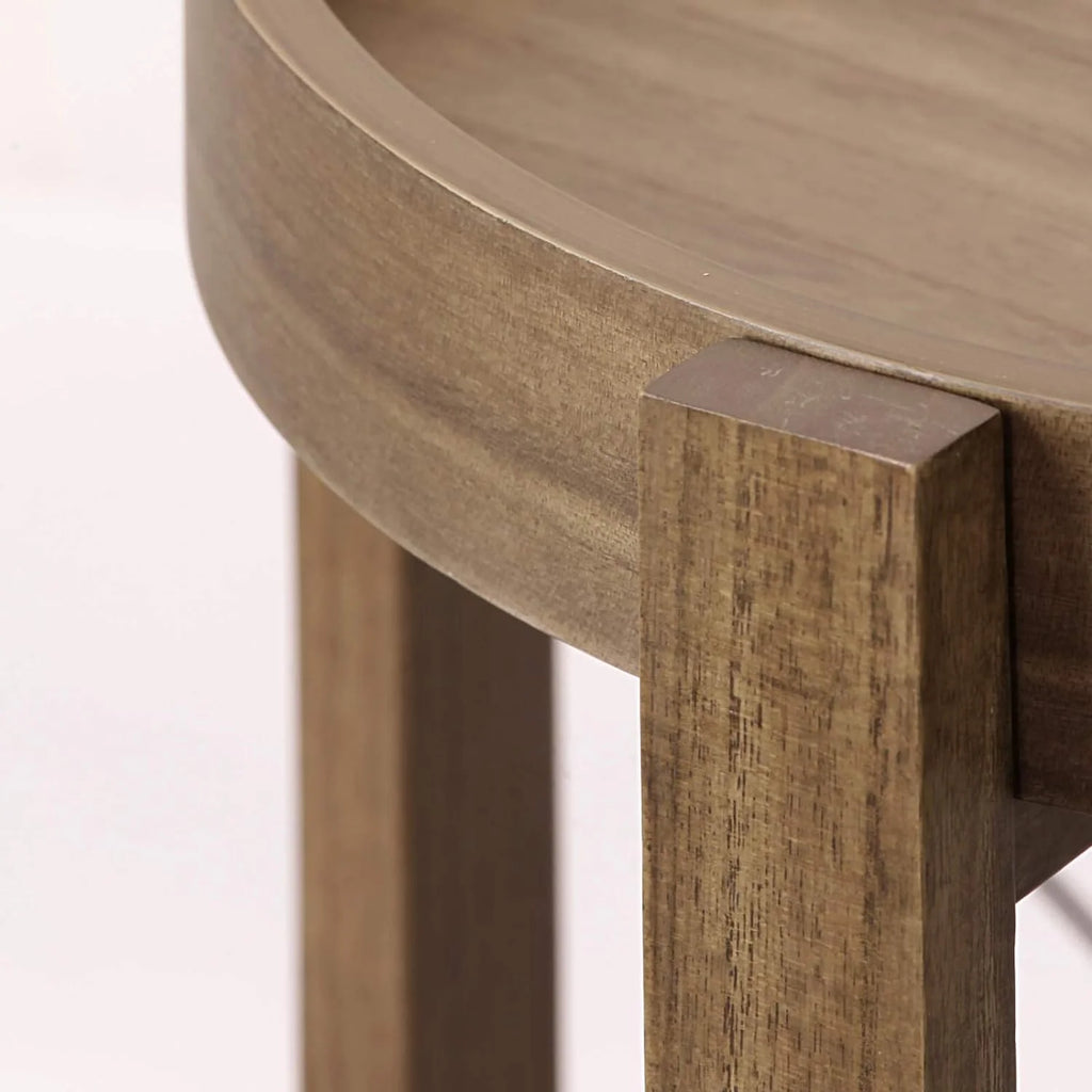 15” Round Wooden Side Tray Table P494