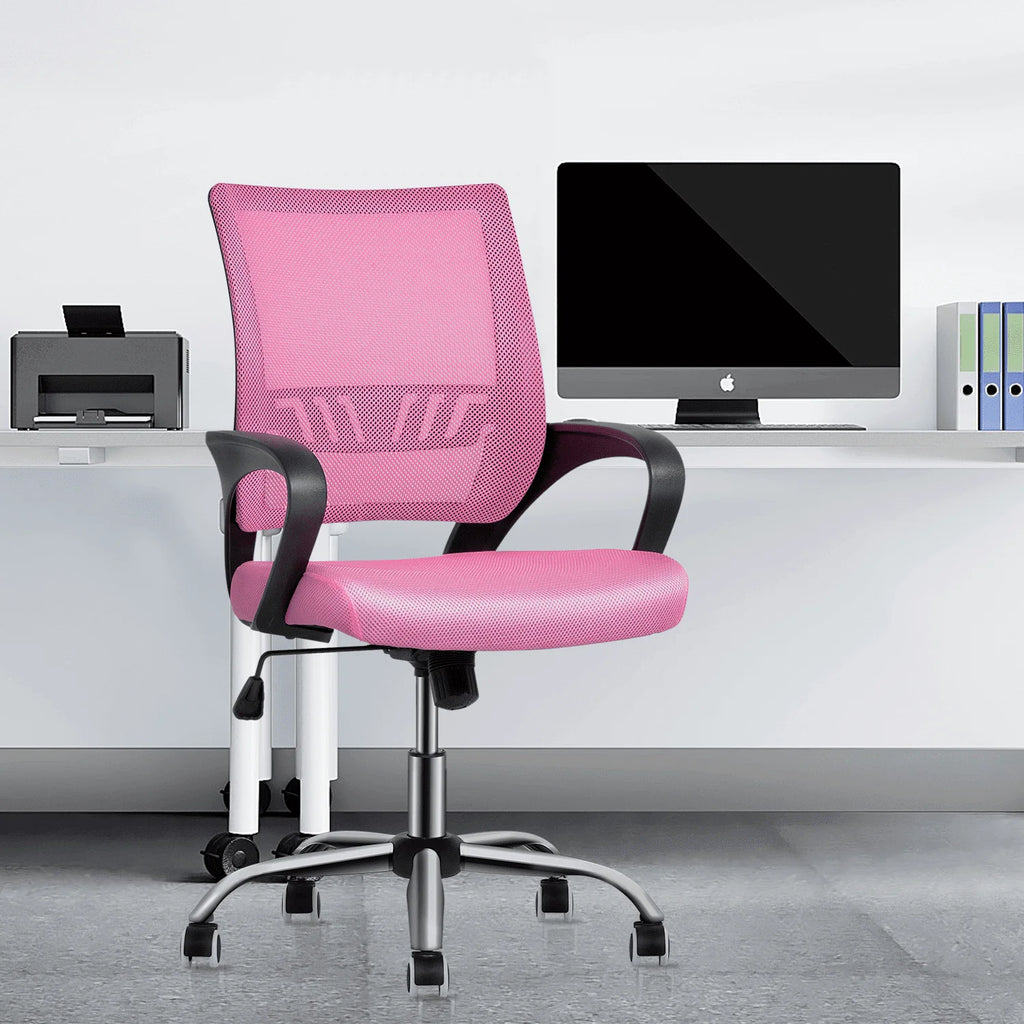 Pink Mesh Office Chair with Armrests E96508