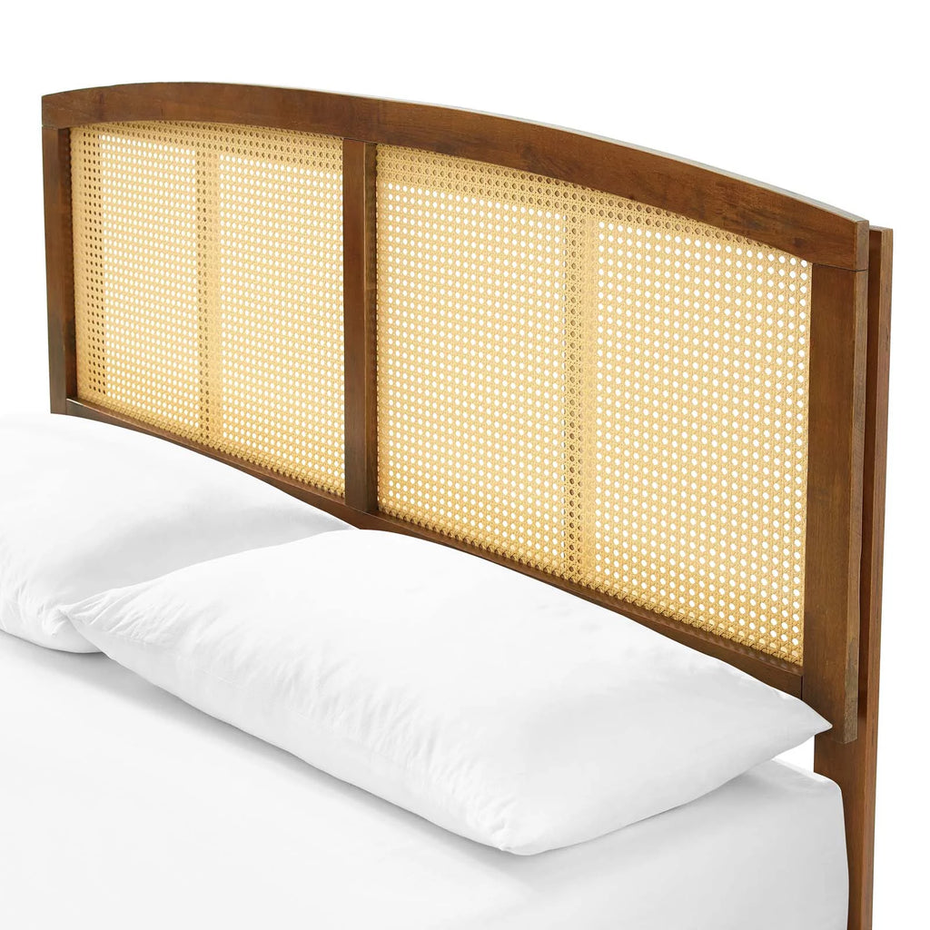Full Size Brown Walnut Wood Platform Bed Frame J51262