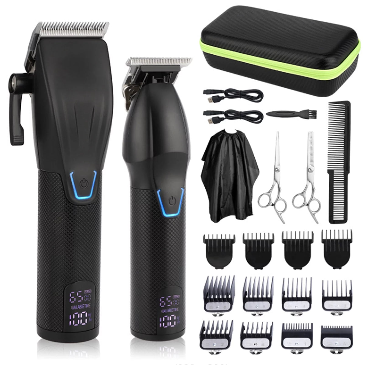 Electric Hair Clippers Set with Display, Speed Adjustable J372974