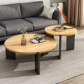 Solid Wood Round Coffee Table with Black Legs P17371