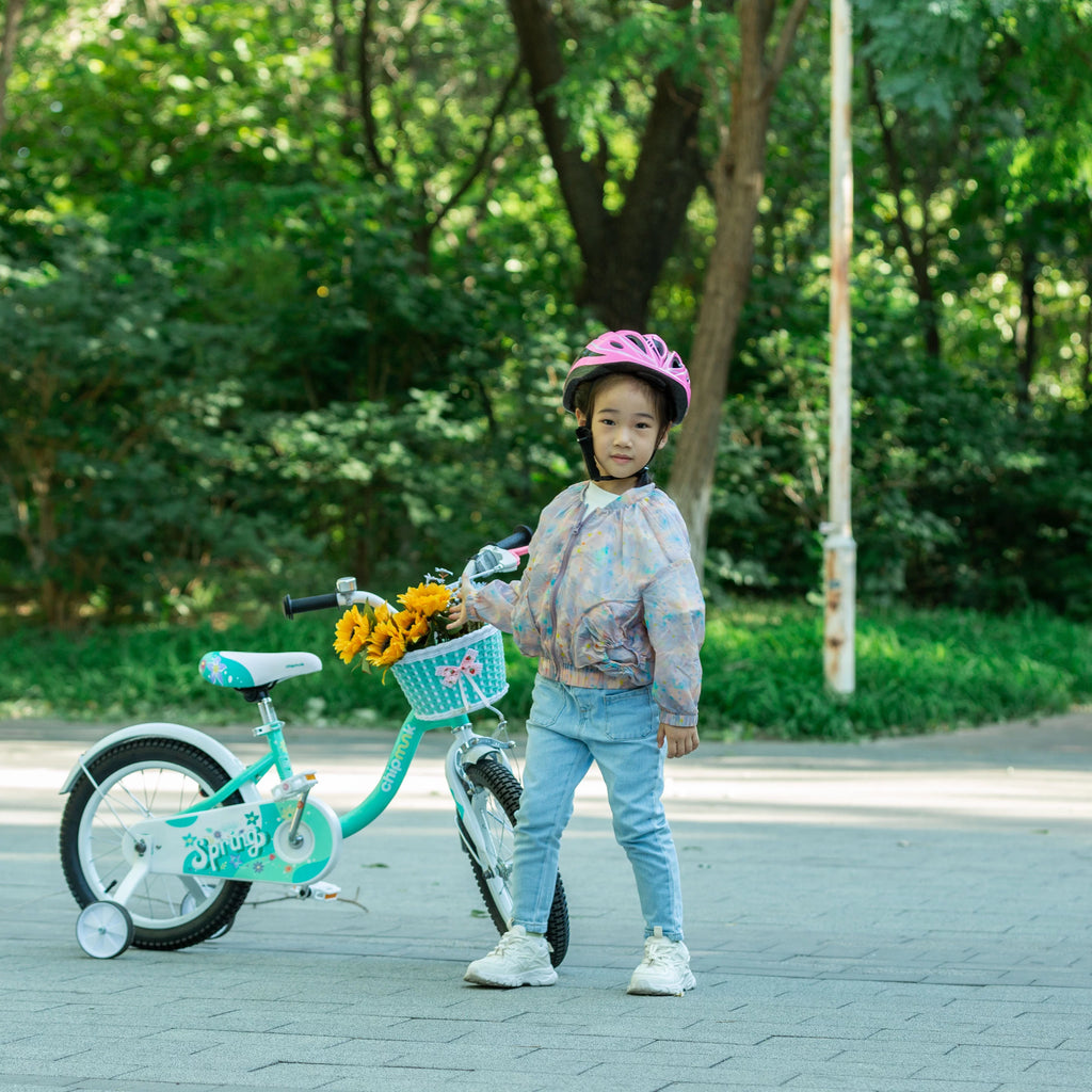 Green 16 Inch Kids Bike with Basket P774