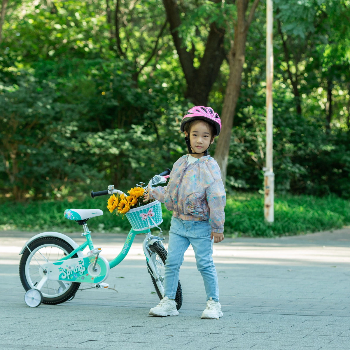 Green 16 Inch Kids Bike with Basket P774