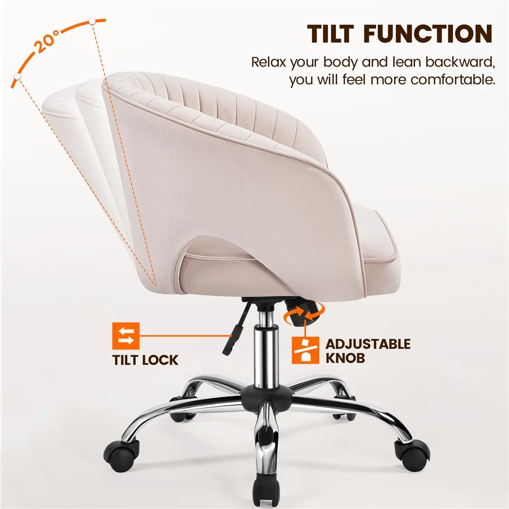 Cream Velvet Tufted Office Chair G833