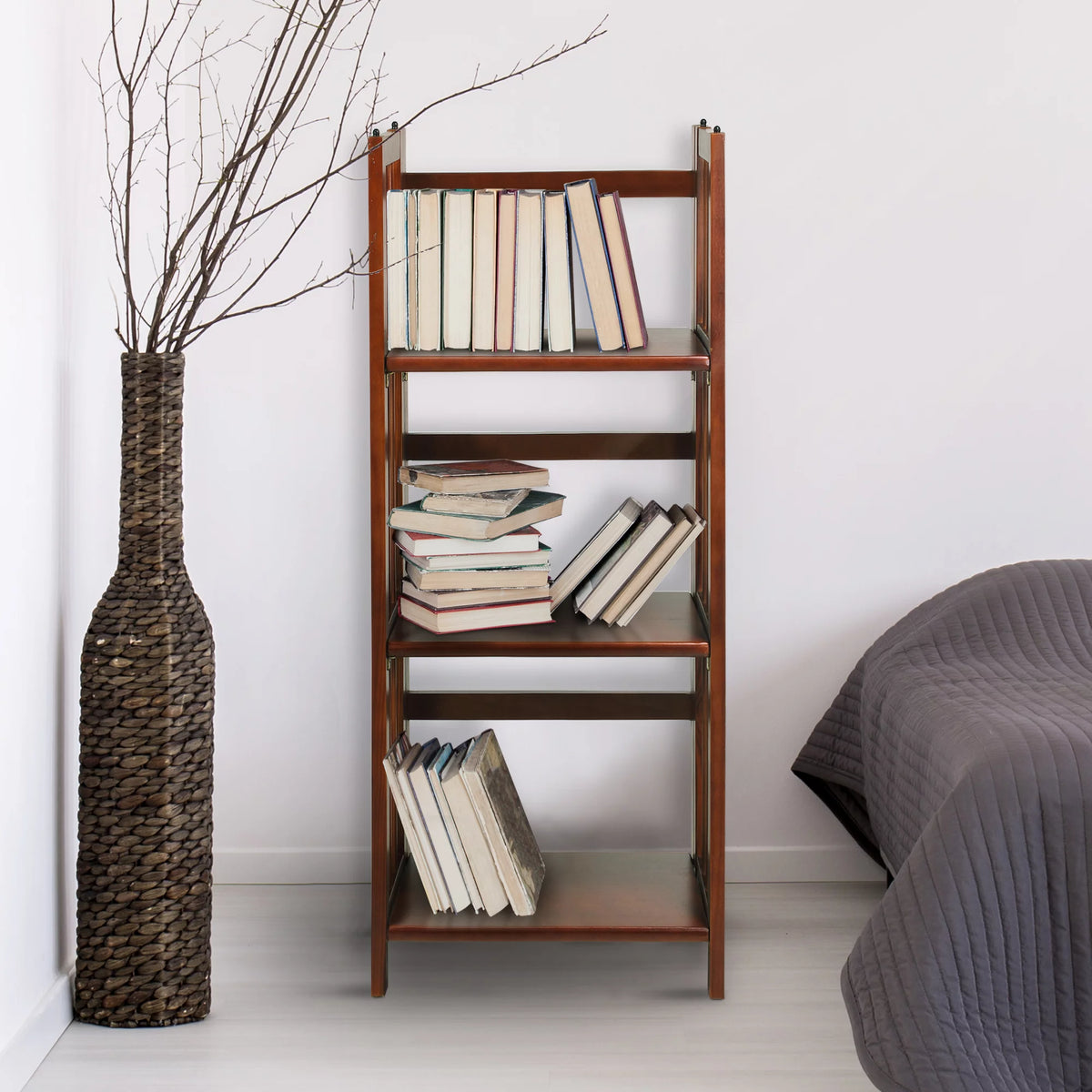 3-Shelf Folding Bookcase, Walnut F919233