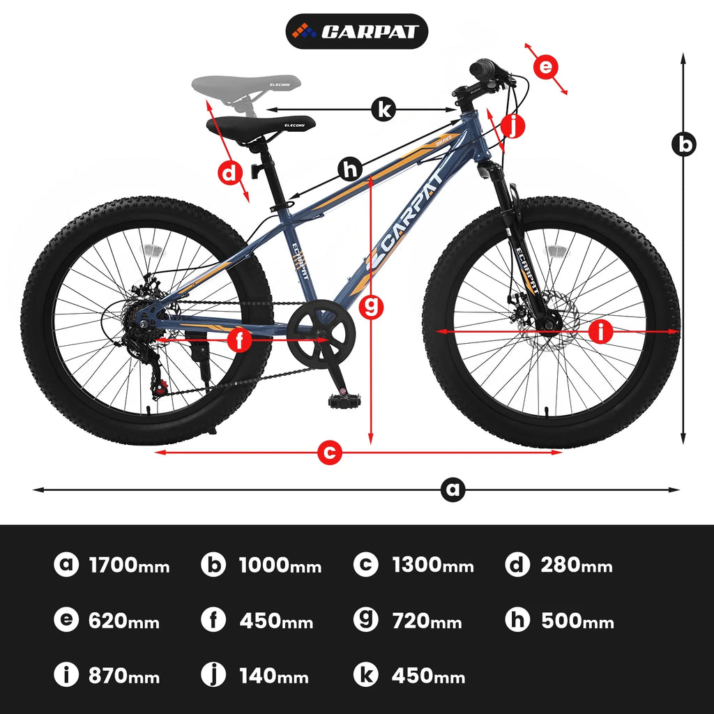 24 Inch Fat Tire Bike 7 Speeds Mountain Bike U832835