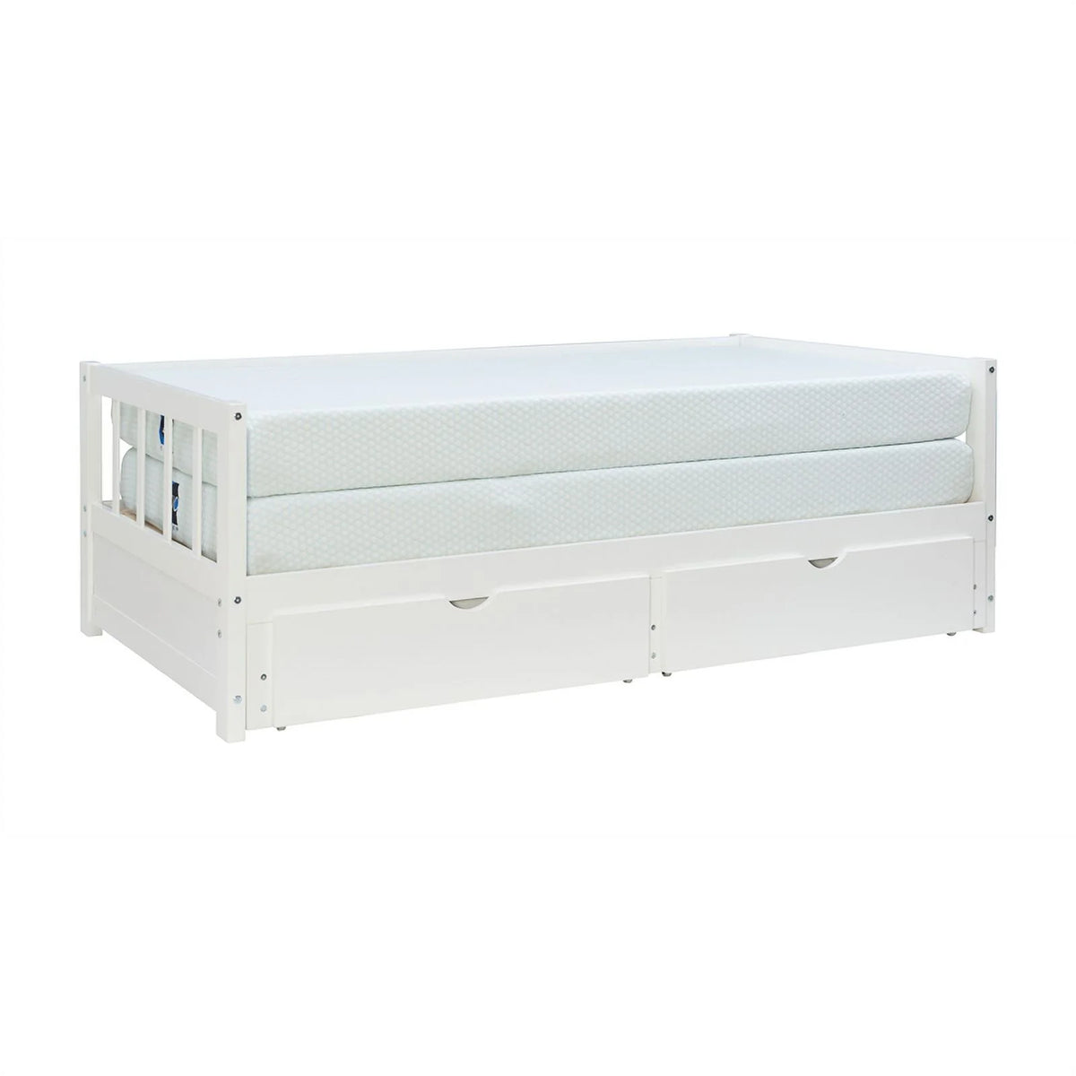 White Wood Storage Trundle Daybed F69470