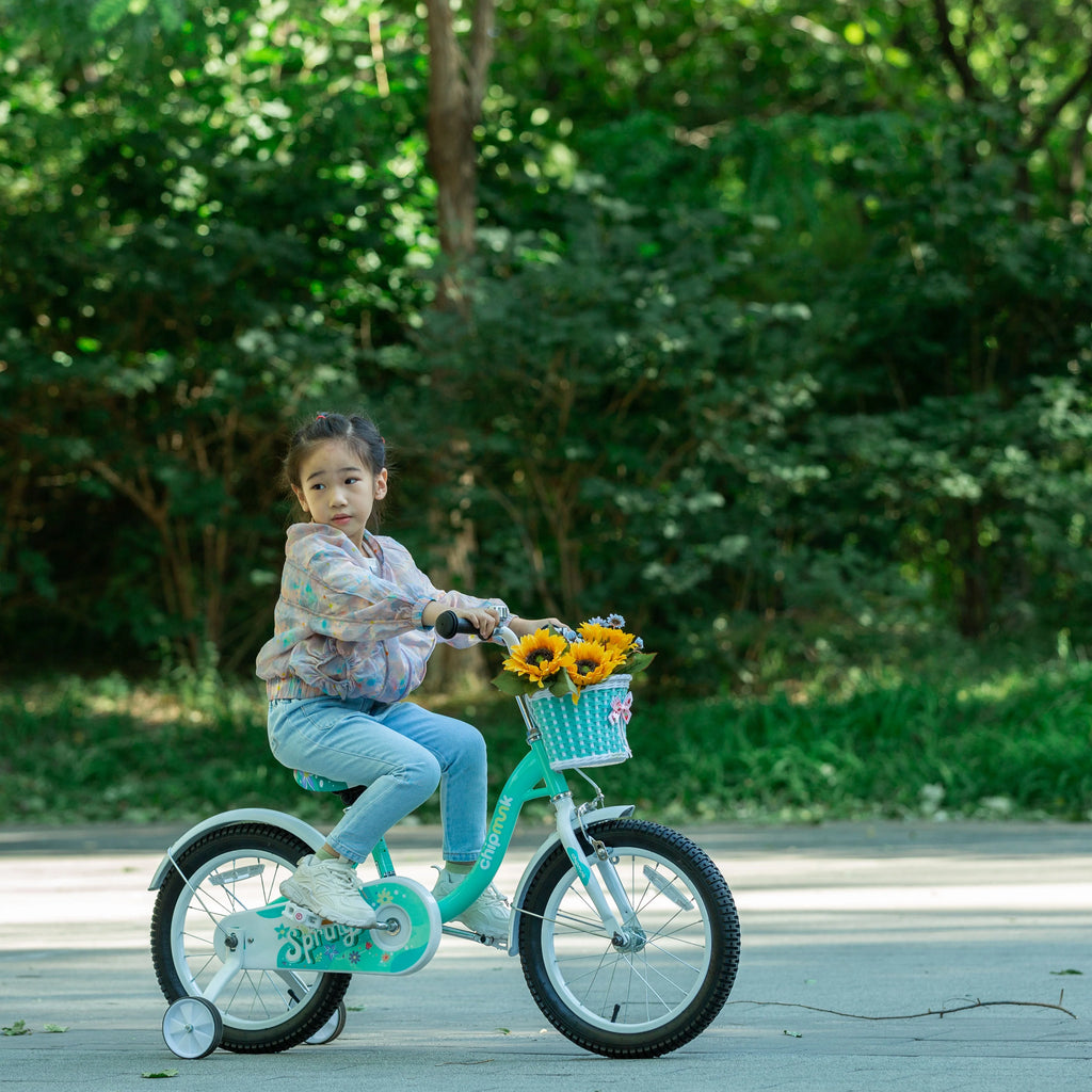 Green 16 Inch Kids Bike with Basket P774