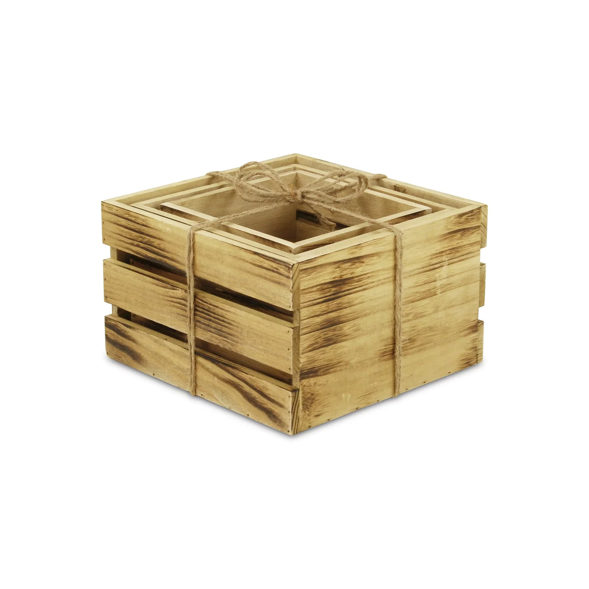 Set of 3 Brown Rustic Aged Wooden Crates Y426143