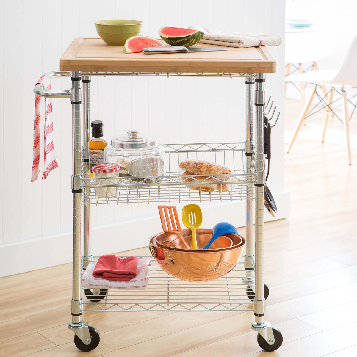 2 Tier Maple Butcher Block Cart H192380
