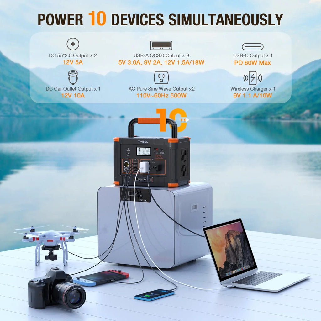 500W Portable Power Station and 100W Solar Panel Charger B30910