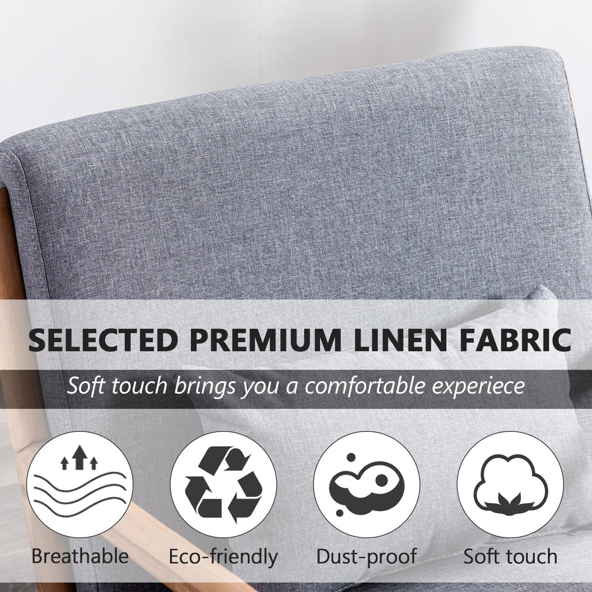 Grey Fabric Modern Solid Wood Accent Chair I802111