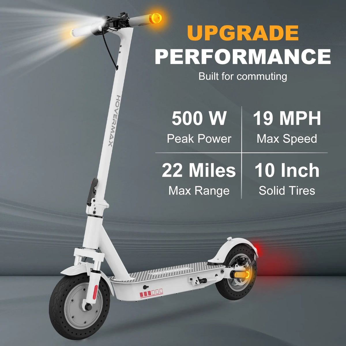500W Motor 19MPH 22 Miles 10'' Solid Tires Folding Electric Scooter K199