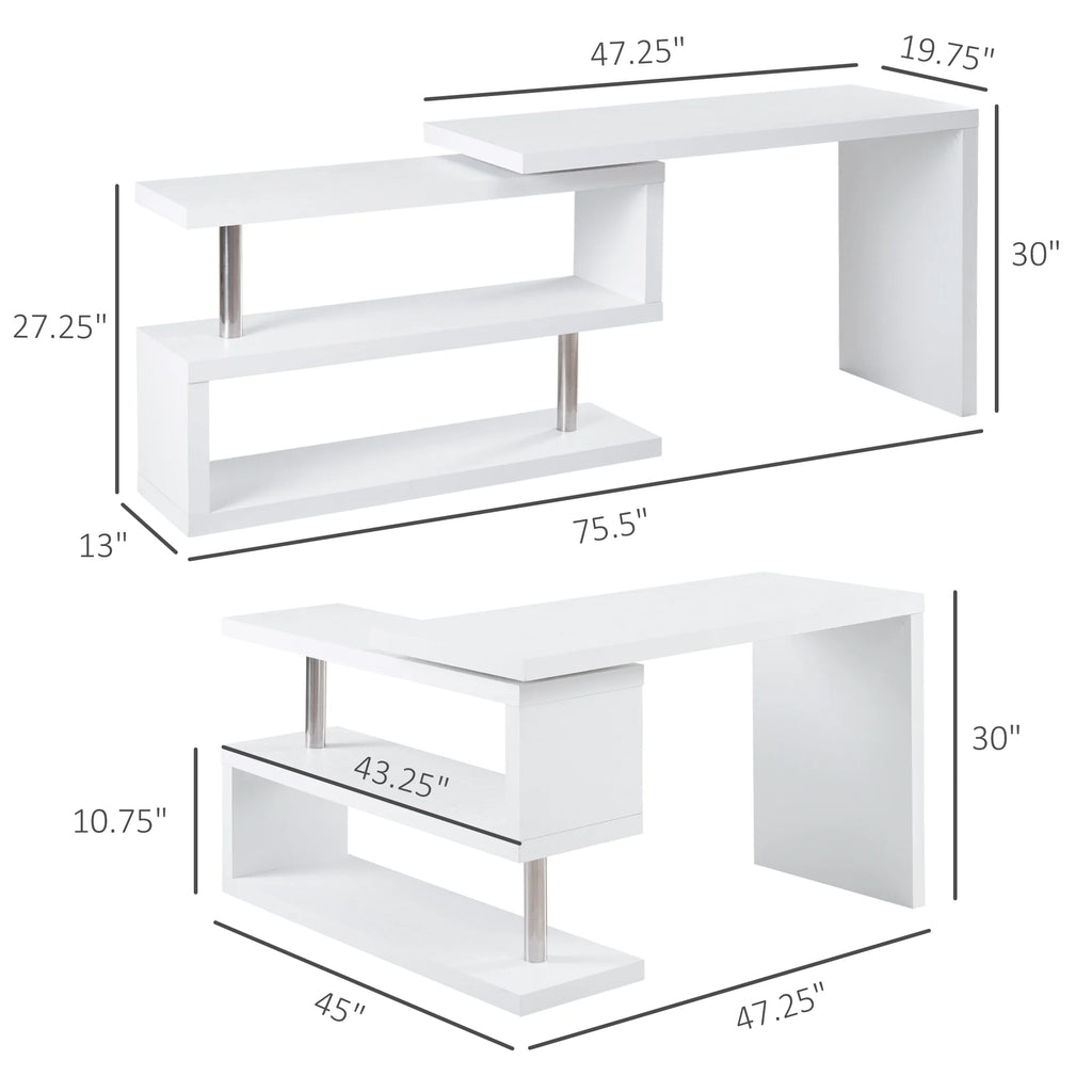 L-Shaped Corner Desk with Storage Shelf R466389