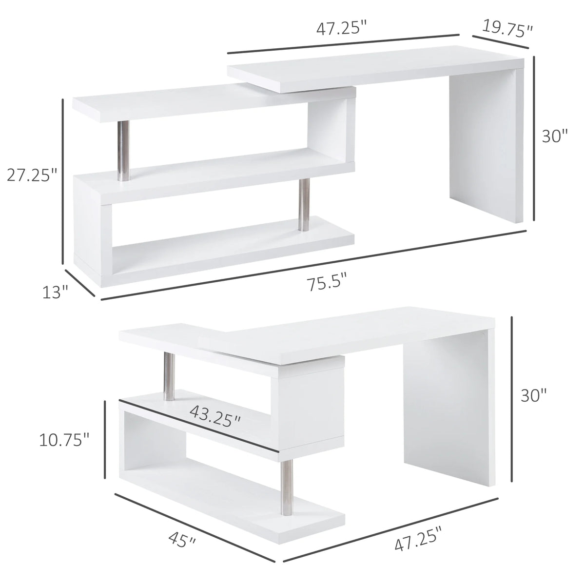 L-Shaped Corner Desk with Storage Shelf R466389
