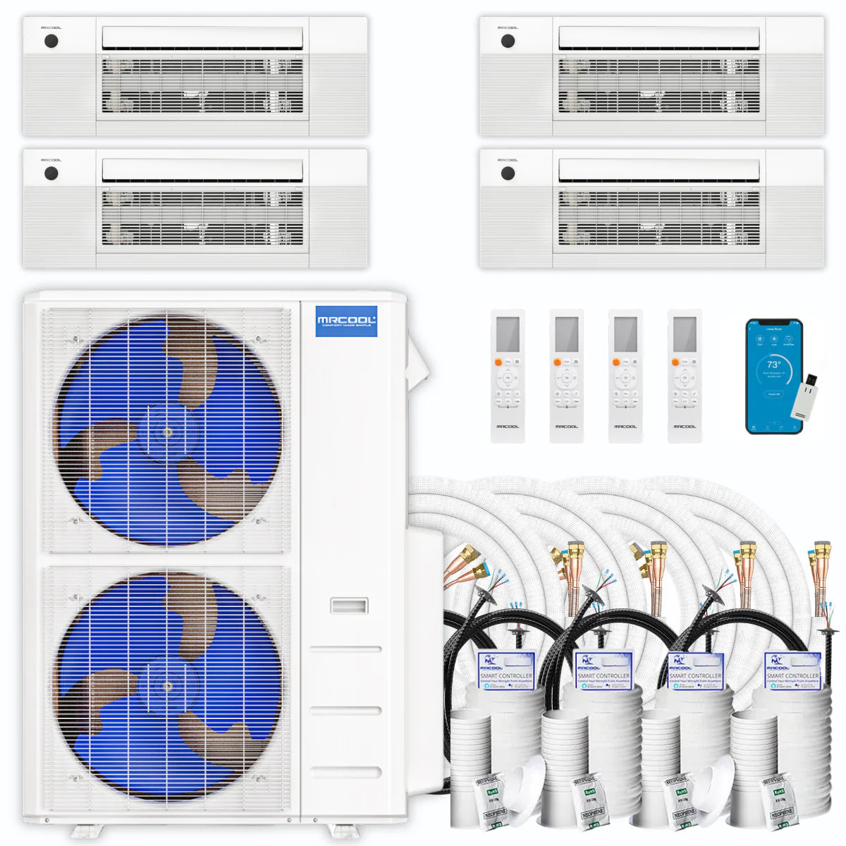 48,000 BTU 4 Zone Ceiling Cassette Ductless Air Conditioner and Heat Pump W104194