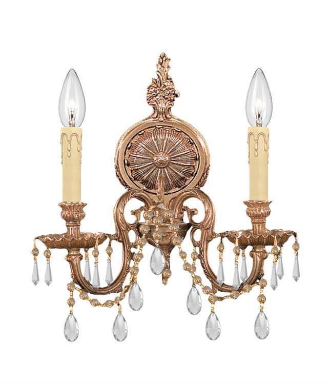 2 Light Crystal Cast Brass Wall Mount G82398