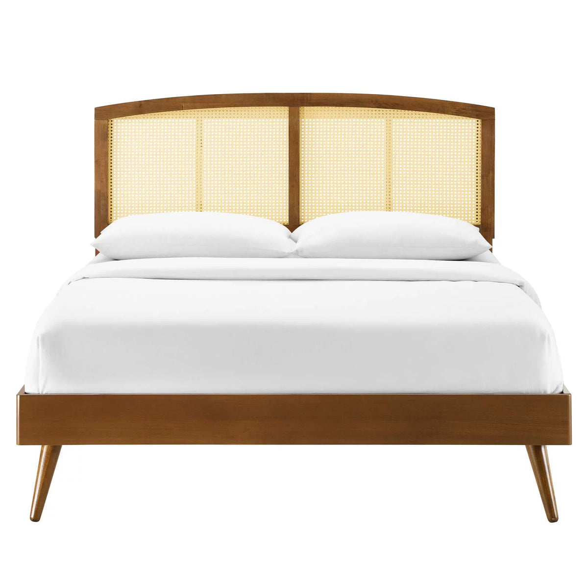Full Size Brown Walnut Wood Platform Bed Frame J51262