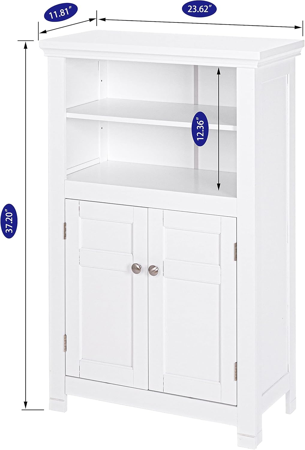 Freestanding Bathroom Cabinet with Doors and Adjustable Shelf, White R829