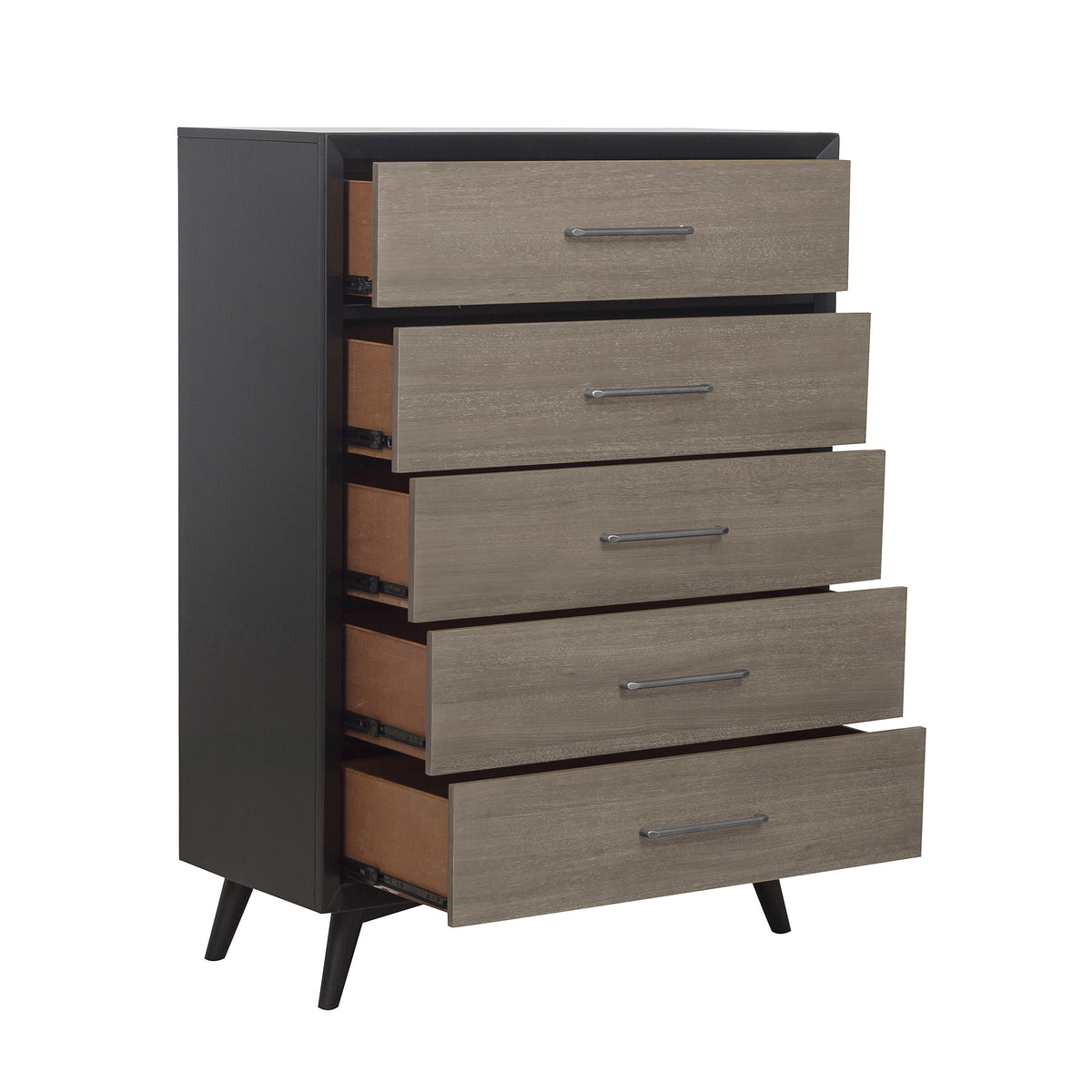 1pc Two-Tone Chest of Drawers Walnut Veneer Tapered Legs X834660