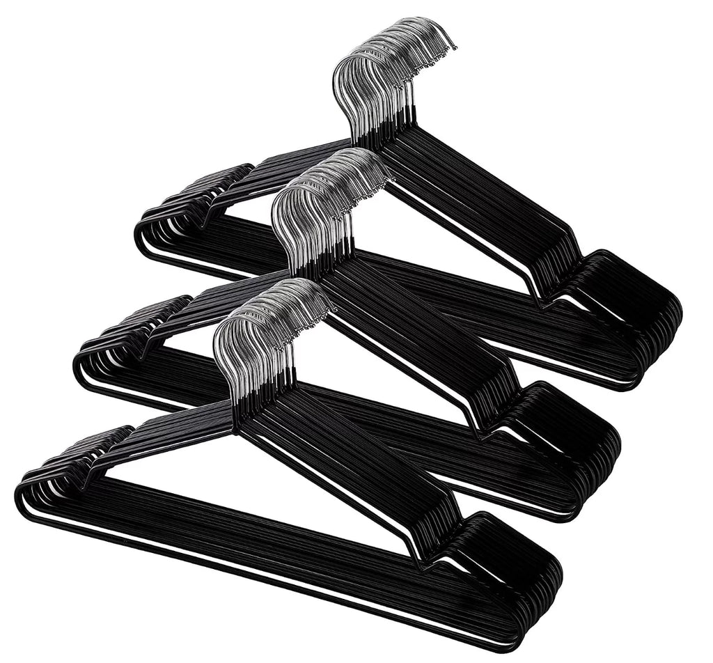120 Pack Black Non-Slip Metal Hangers with Rubber Coating I85976