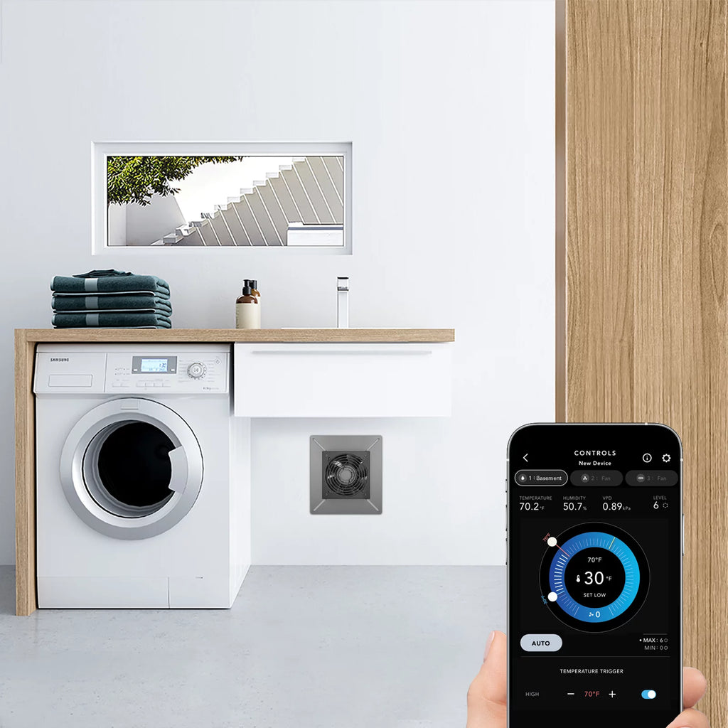 6" Ventilation Exhaust Fan with Temperature Humidity WiFi Controller A5225