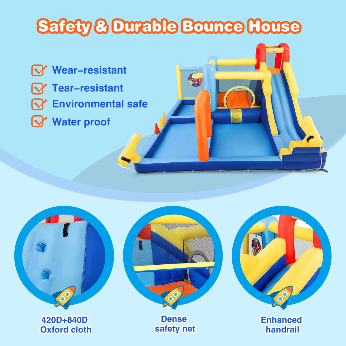 Inflatable Water Slide Bounce House with Splash Pool C222