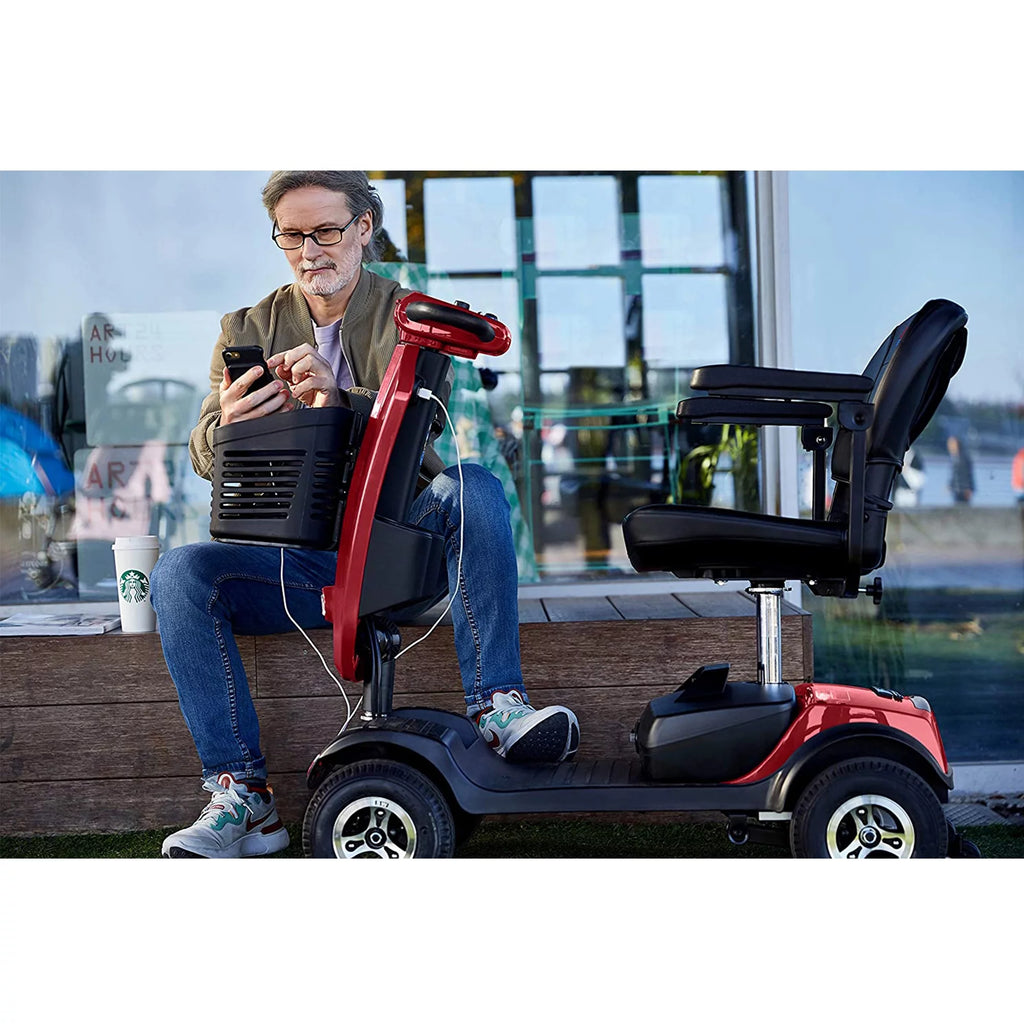Red Mobility Scooter with Windshield B59026