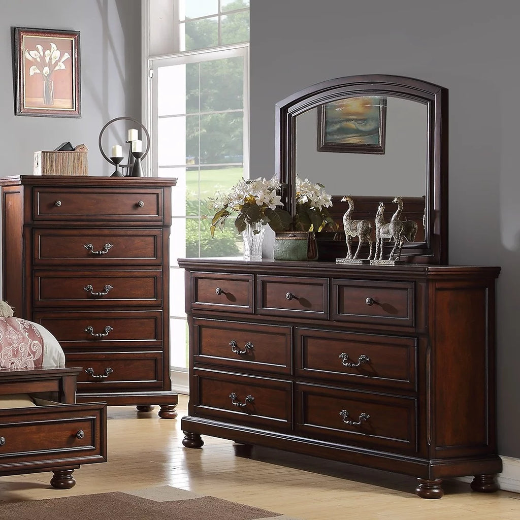 Cherry Veneer 4pc California King Size Bedroom Furniture Set B233