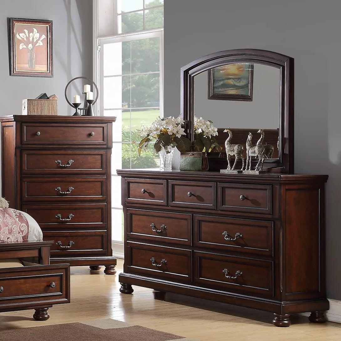 Cherry Veneer 4pc California King Size Bedroom Furniture Set B233