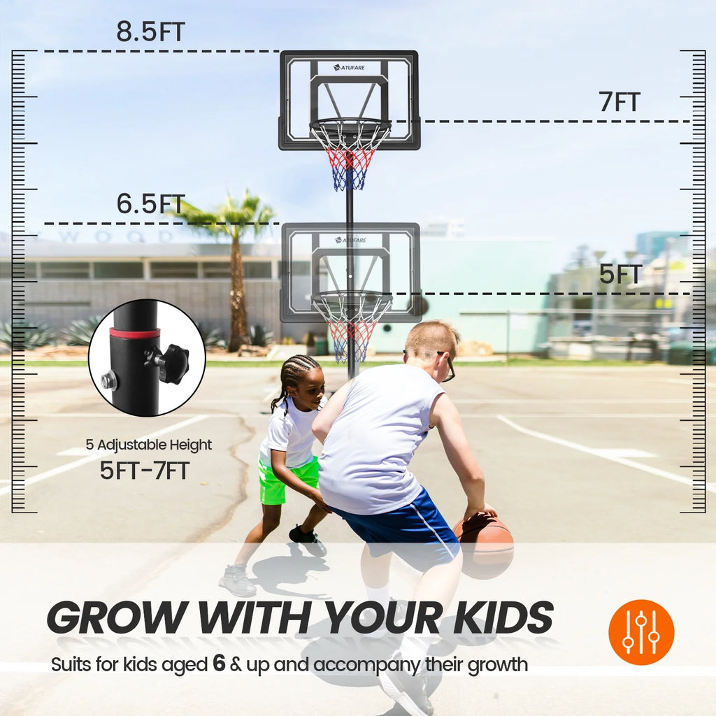 Portable Basketball Hoop & Goal 5 - 7 ft Height Adjustable K128715