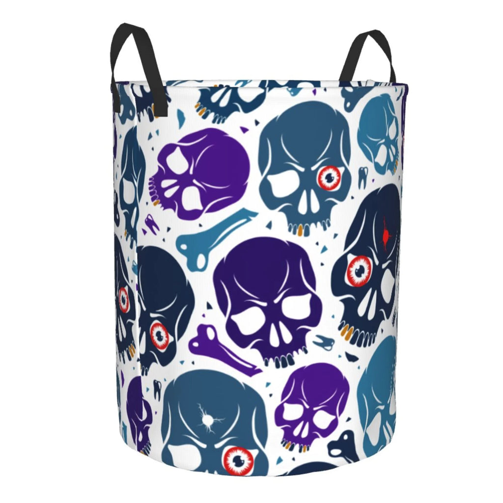 Blue Skull Purple Bone Collapsible Laundry Basket B773141