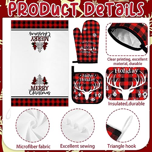 6 Pcs Christmas Kitchen Towels Oven Mitts and Pot Holders Set K401