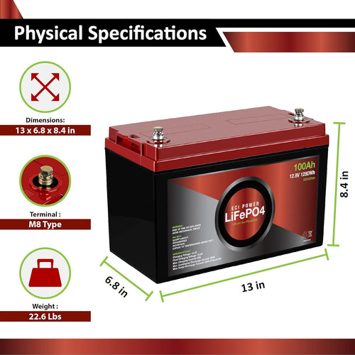 12V 100Ah Lithium LiFePO4 Deep Cycle Rechargeable Battery O1974