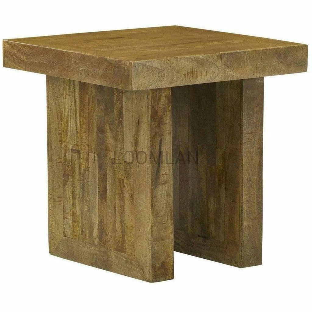 Rustic Reclaimed Wood End Side Table H300593