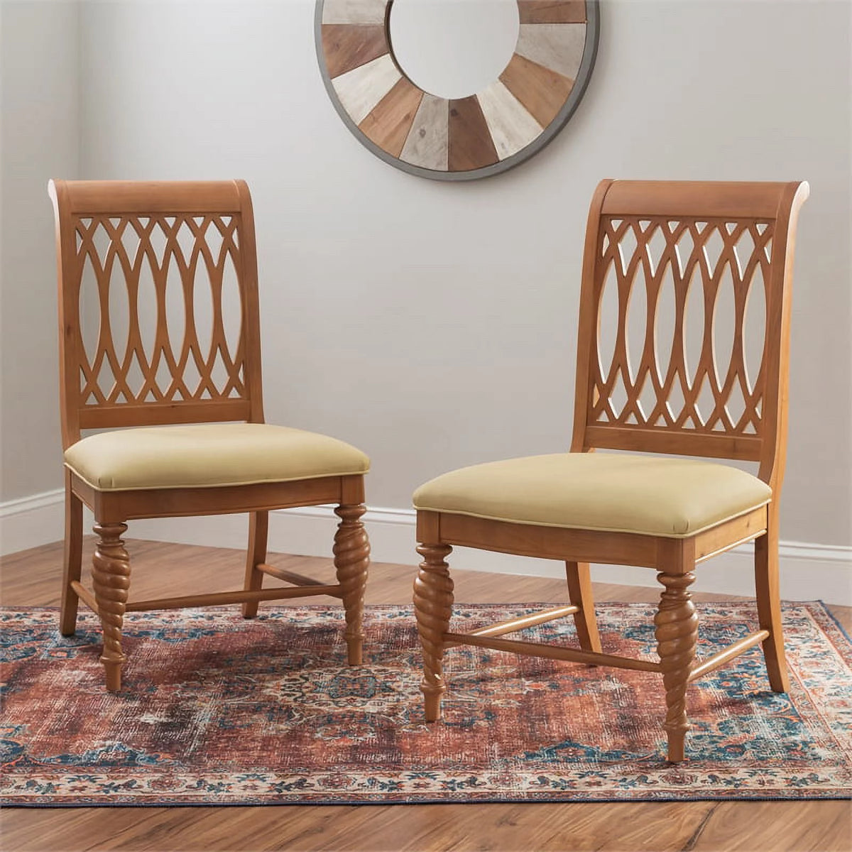 Natural Brown Faux Leather Chairs Set of 2 I768482